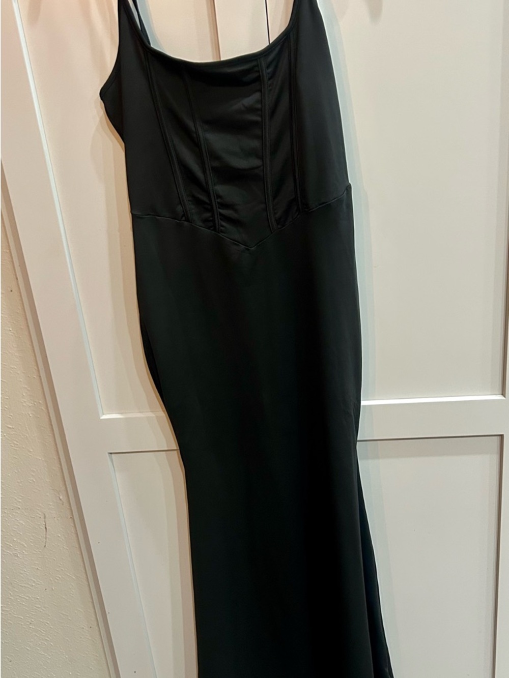 Sleek Black Maxi Slip Dress with Corset top small